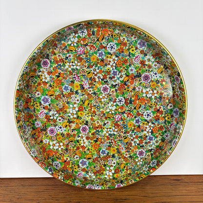 Vintage dienblad bloemen goud