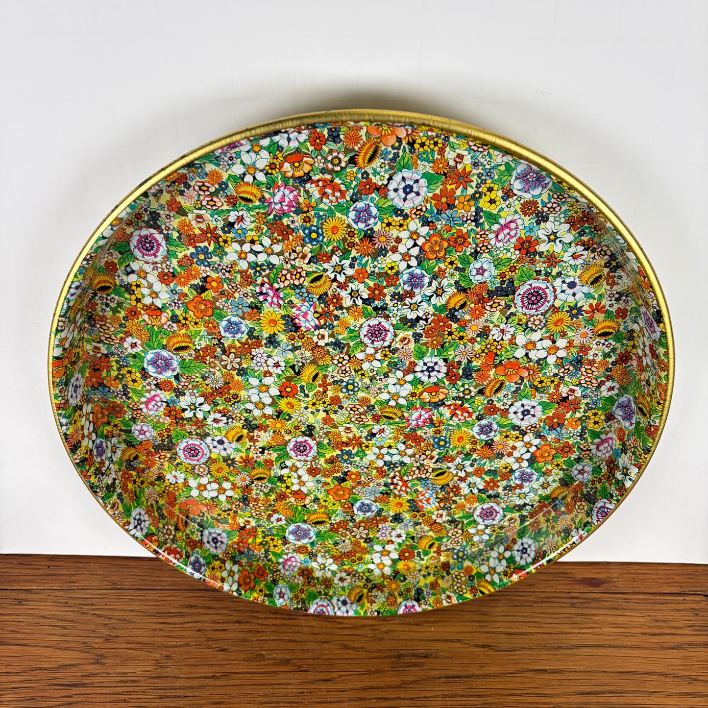 Vintage dienblad bloemen goud