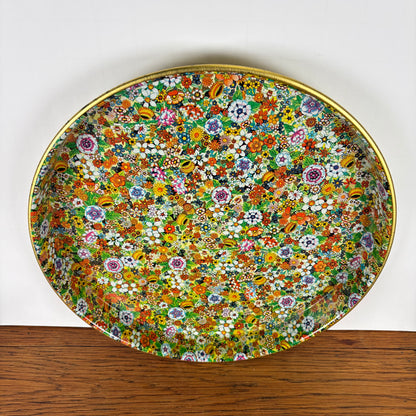 Vintage dienblad bloemen goud