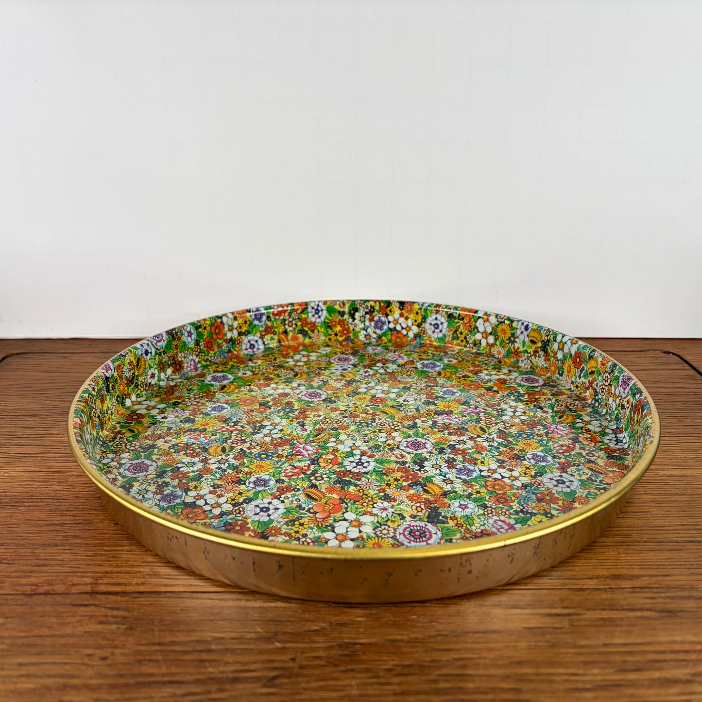 Vintage dienblad bloemen goud