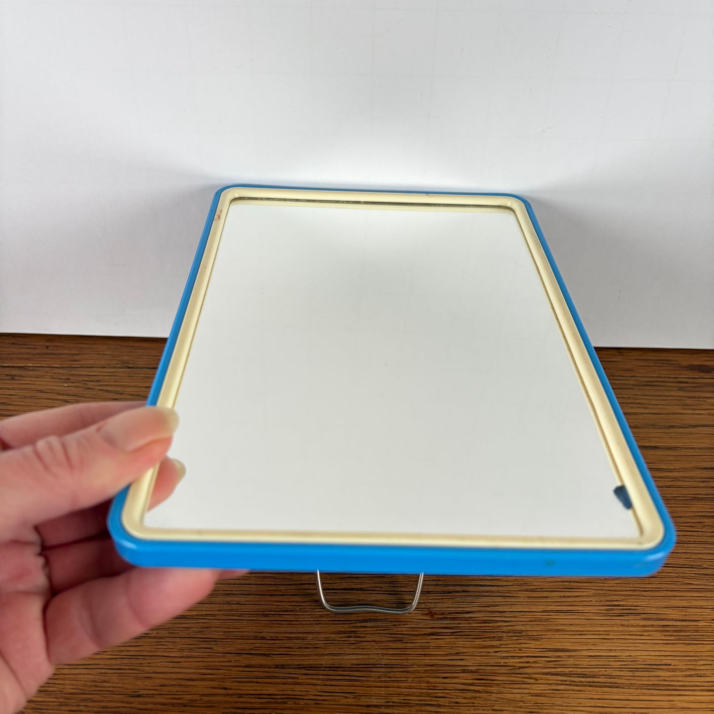 Vintage spiegeltje staand blauw