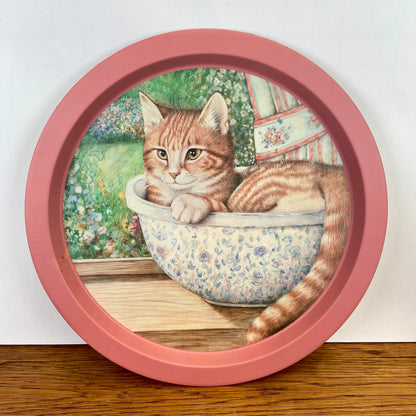 Roze dienblad kat