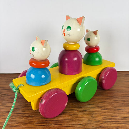 Vintage houten trek katten