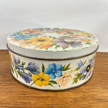 Vintage rond Ark blik bloemen