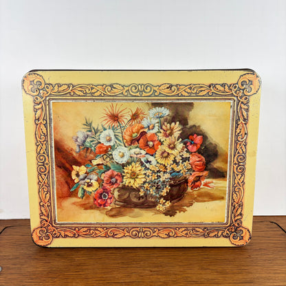 Vintage groot bloemen blik