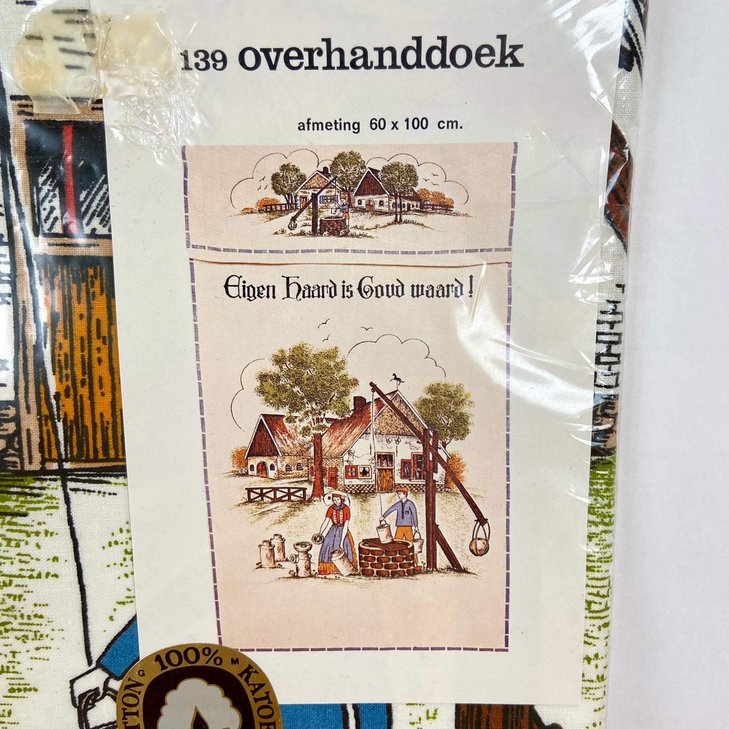 Vintage overhanddoek Eigen Haard is Goud Waard