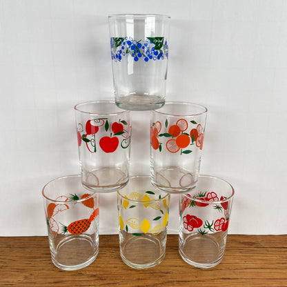 Set van 6 vintage fruitglaasjes