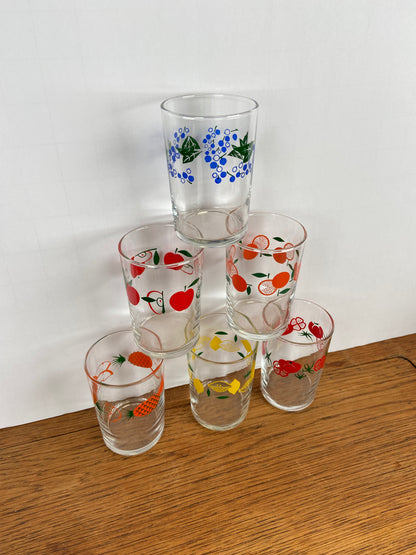 Set van 6 vintage fruitglaasjes