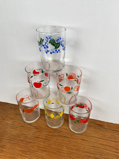 Set van 6 vintage fruitglaasjes