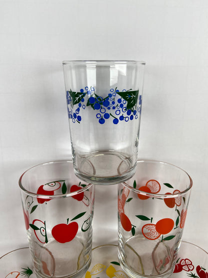 Set van 6 vintage fruitglaasjes