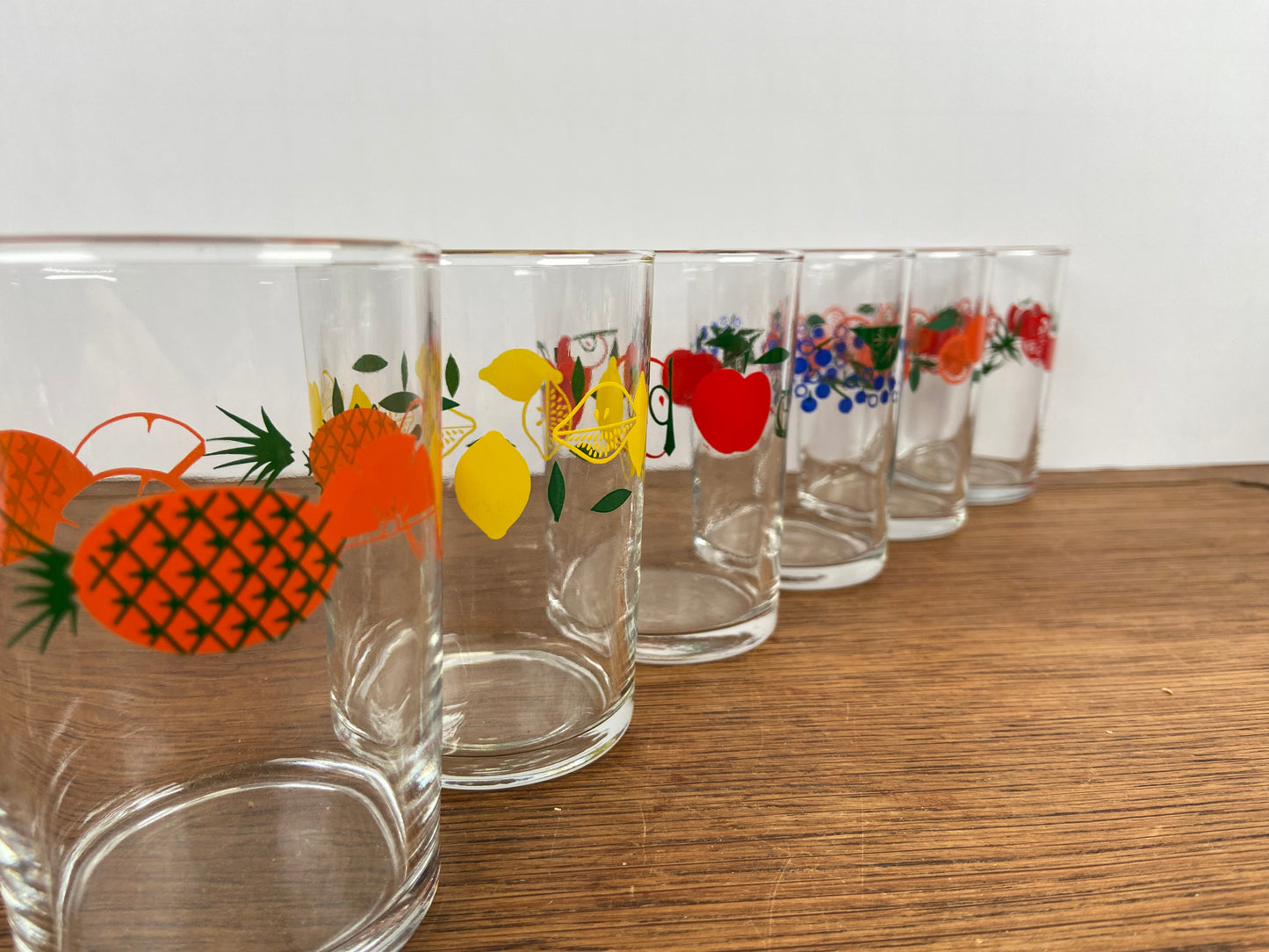 Set van 6 vintage fruitglaasjes