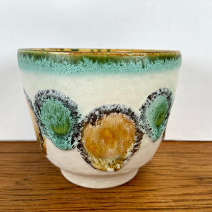 Vintage bloempot aqua-bruin