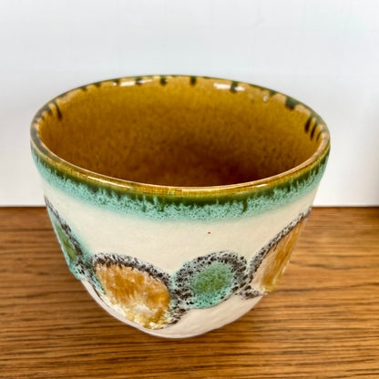 Vintage bloempot aqua-bruin