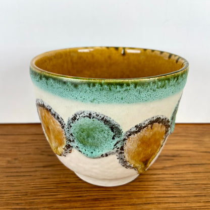 Vintage bloempot aqua-bruin