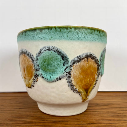 Vintage bloempot aqua-bruin