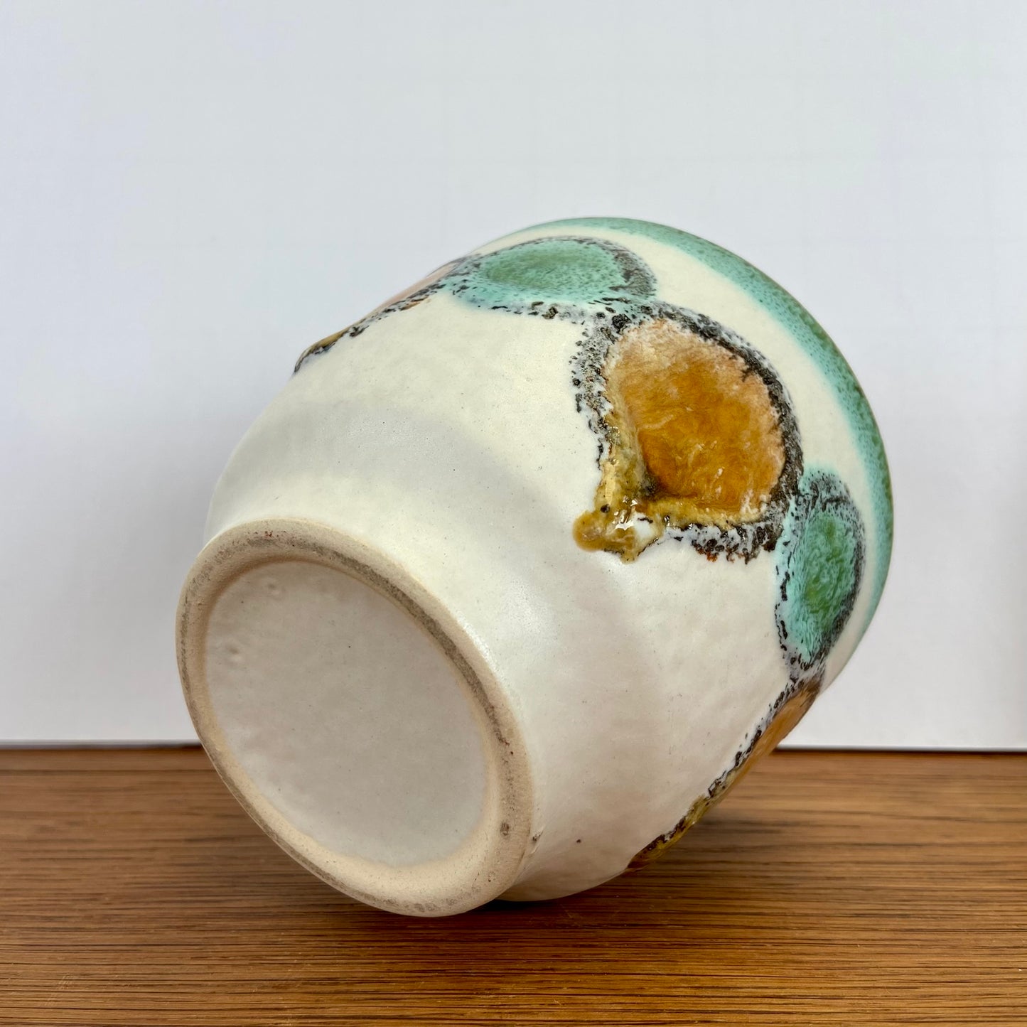 Vintage bloempot aqua-bruin