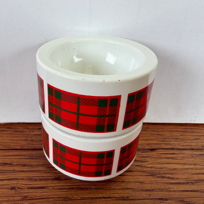 Vintage rood geruite eierdopjes