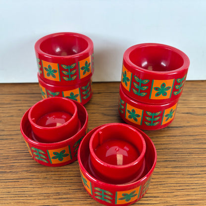 Plastic vintage eierdopjes rood