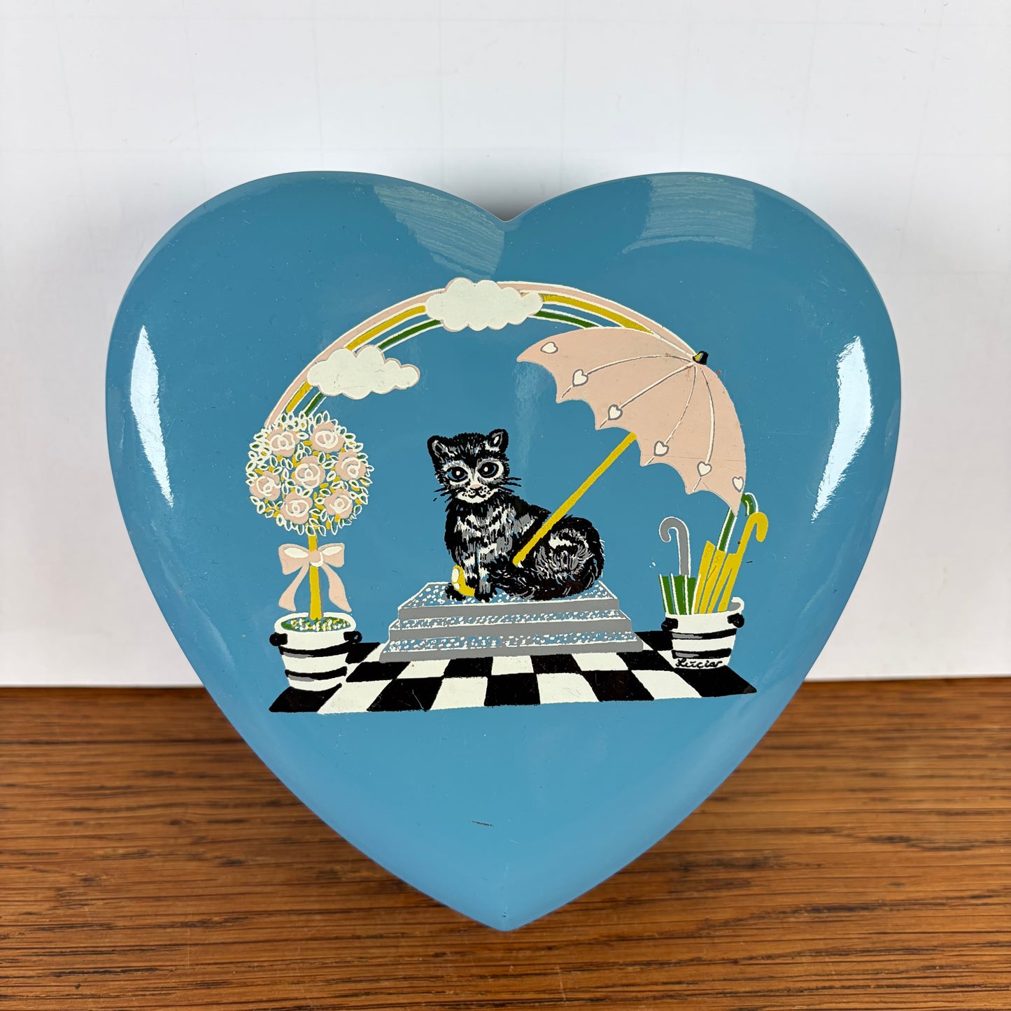 Vintage hartjes blik kat