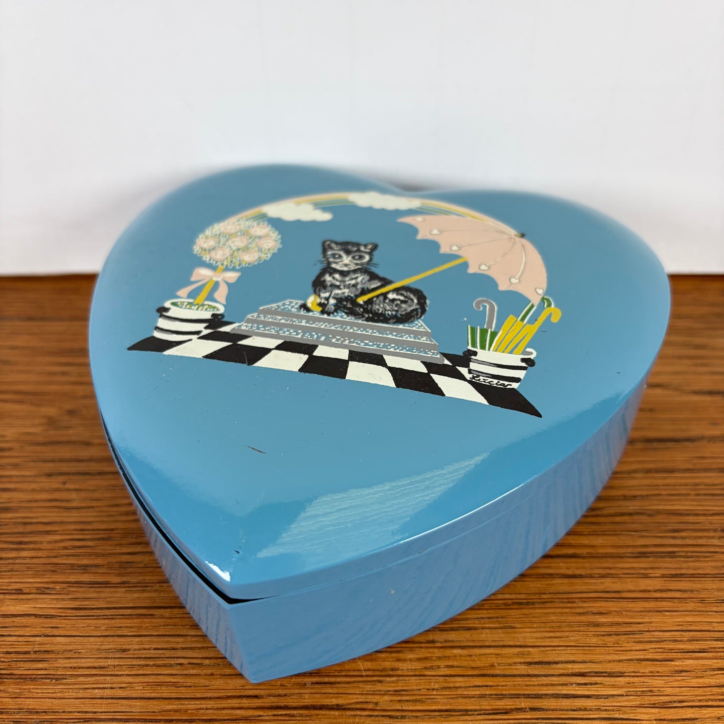 Vintage hartjes blik kat