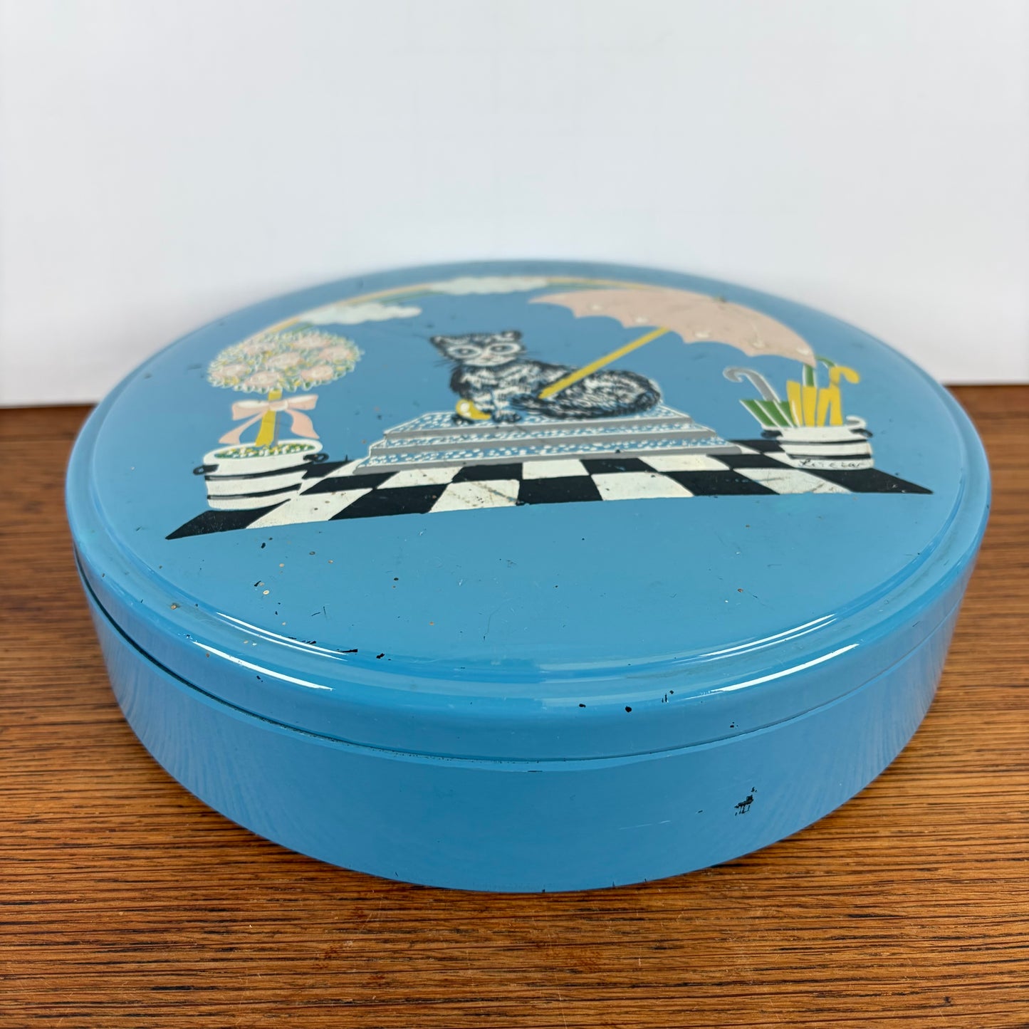 Vintage bewaartrommel kat