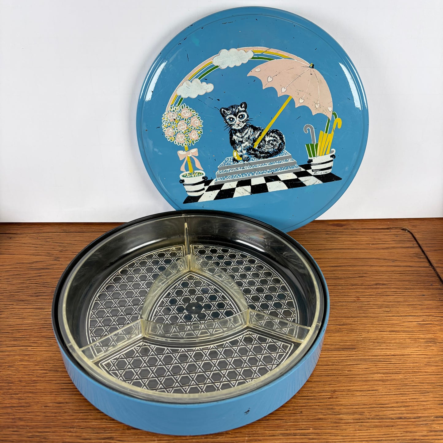 Vintage bewaartrommel kat