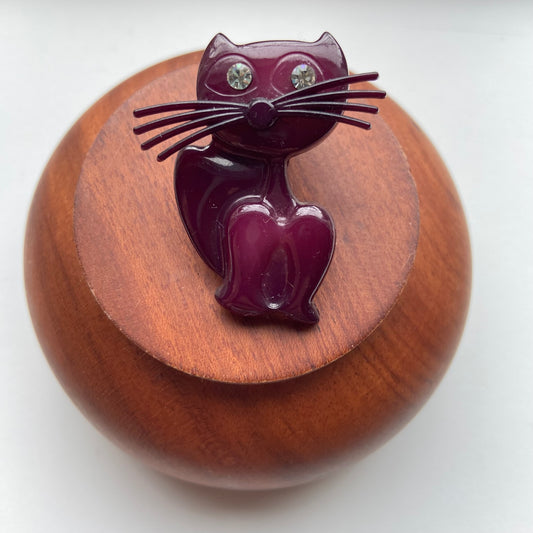 Vintage broche kat paars