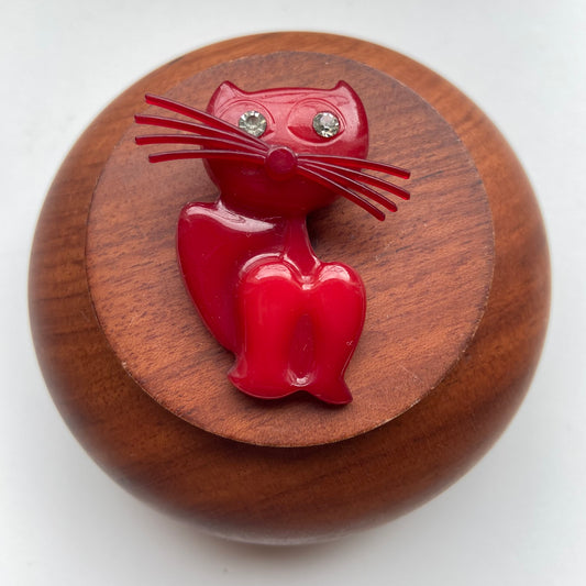 Vintage broche kat rood