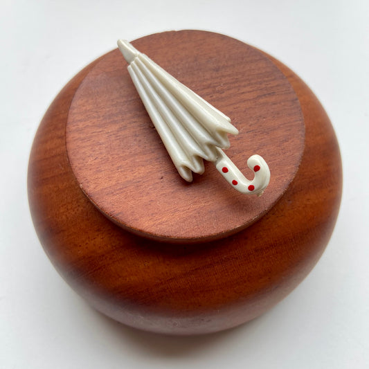 Vintage broche paraplu wit