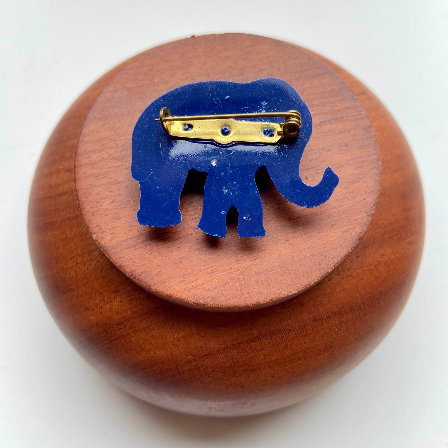 Vintage broche blauwe olifant