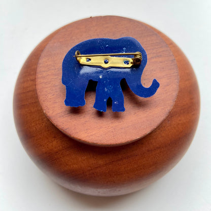 Vintage broche blauwe olifant