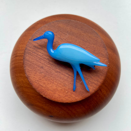Vintage broche blauw reiger