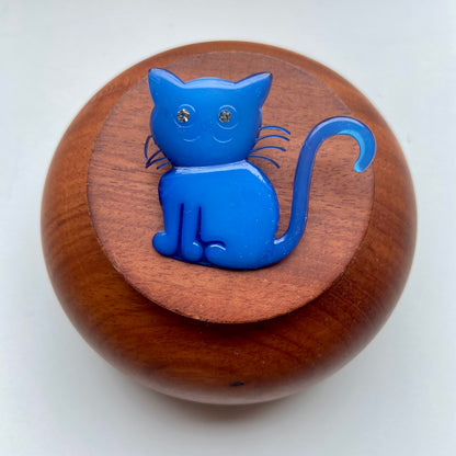 Vintage broche blauwe kat