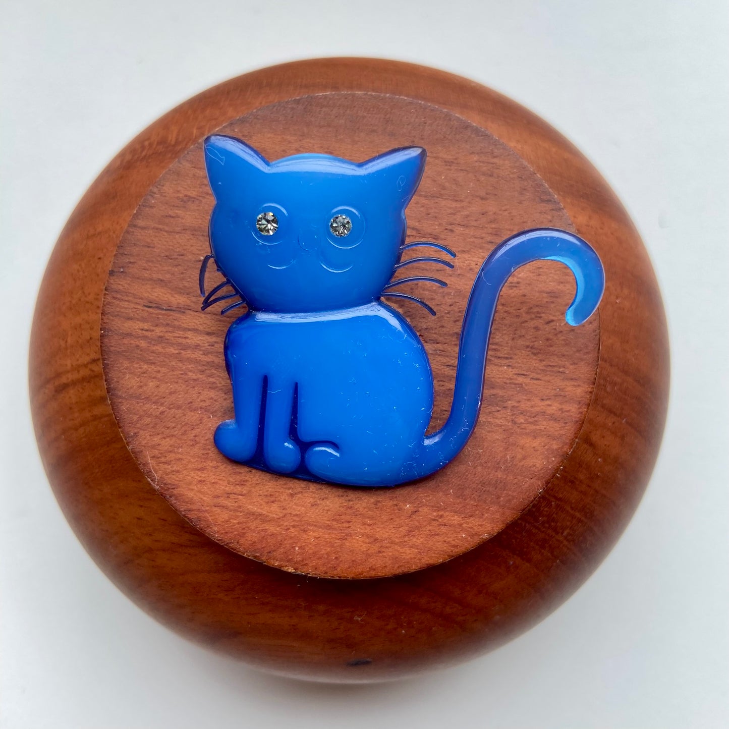 Vintage broche blauwe kat