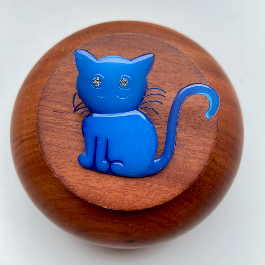 Vintage broche blauwe kat