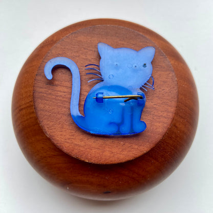 Vintage broche blauwe kat