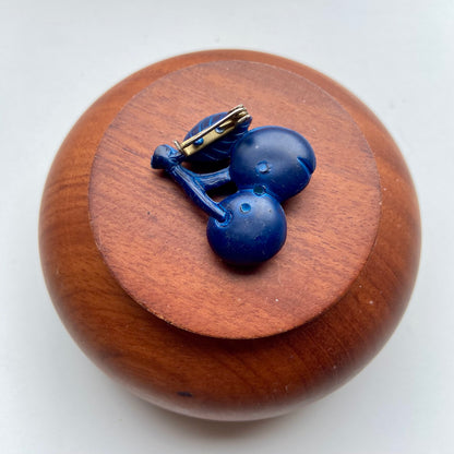 VIntage broche kers donkerblauw