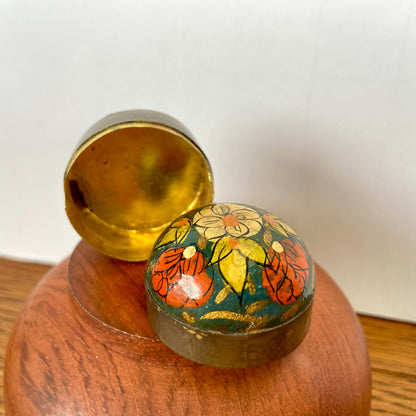 Vintage pillendoosje bol donkergroen