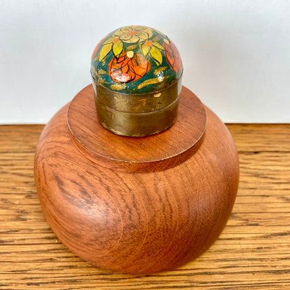 Vintage pillendoosje bol donkergroen