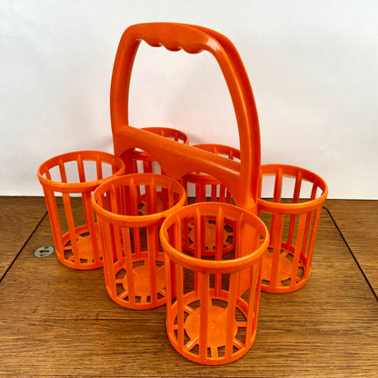 Vintage plastic flessenrek oranje