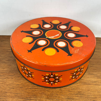 Vintage koekjesblik oranje