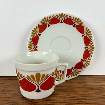 Vintage kop en schotel rood