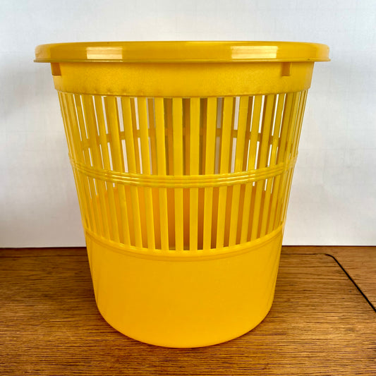 Vintage plastic prullenbak geel