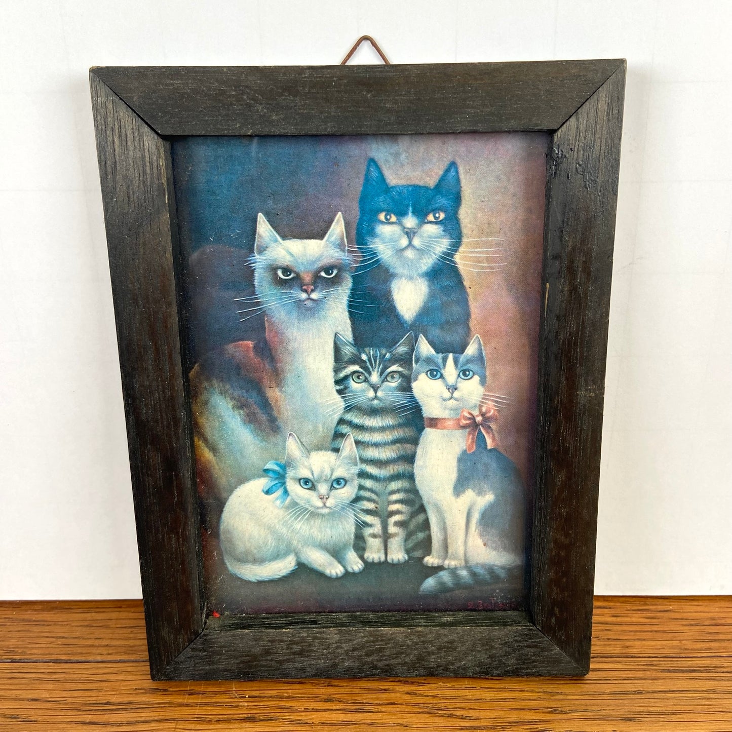 Vintage schilderij katten familie
