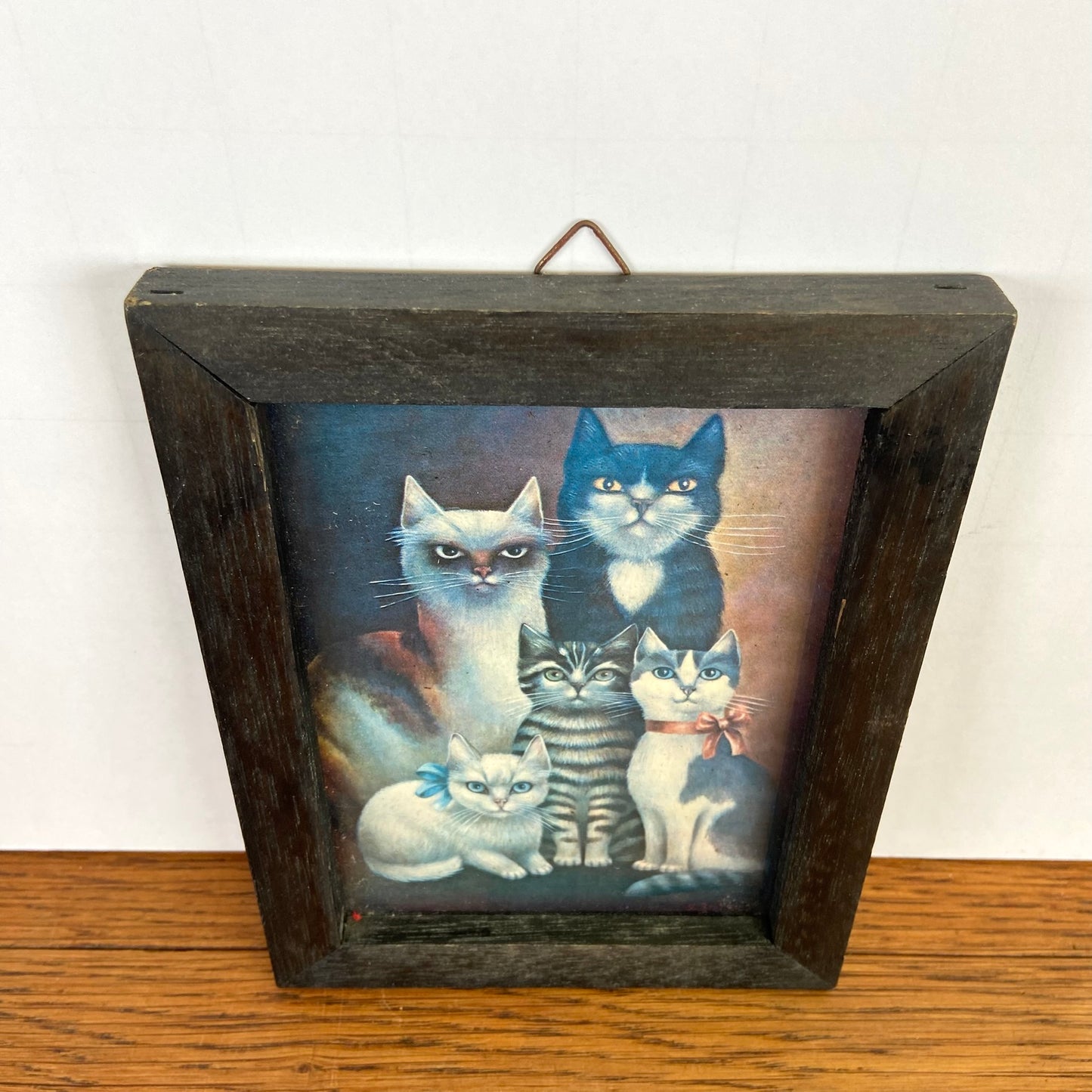 Vintage schilderij katten familie