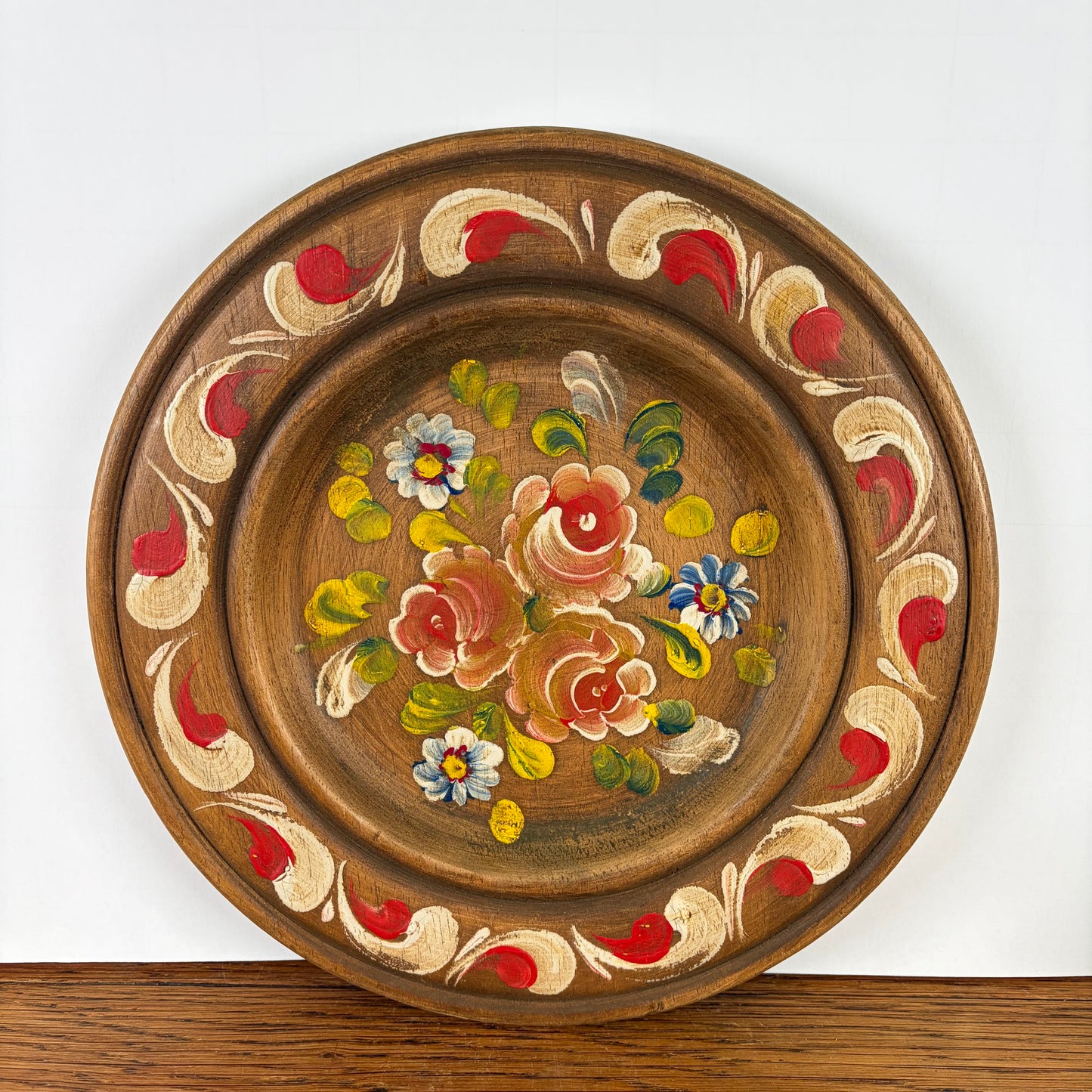 Vintage houten wandbord rood