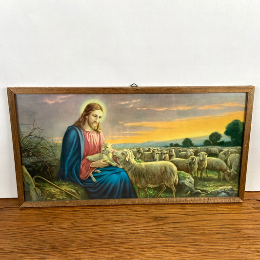 Vintage schilderij Jezus de goede herder