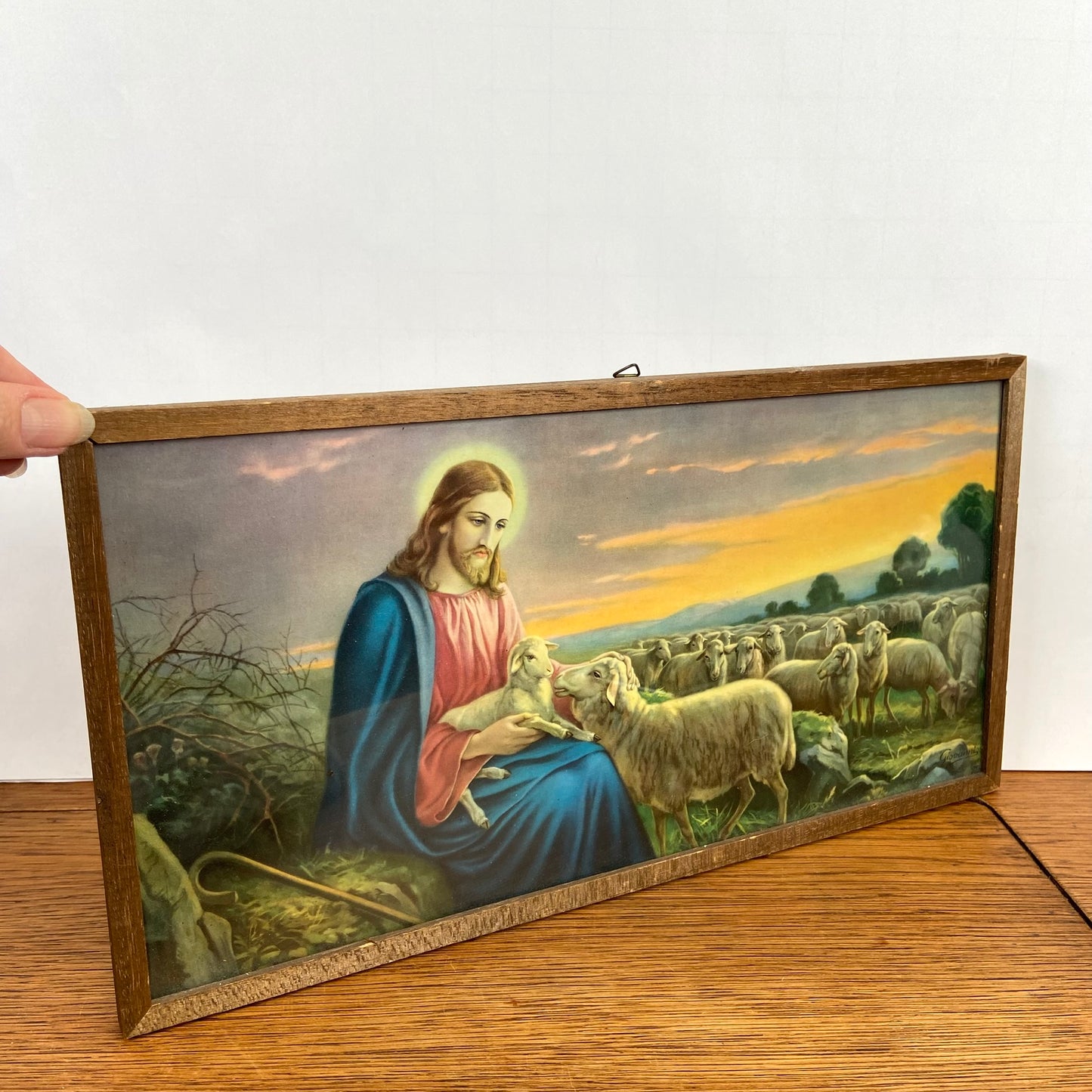Vintage schilderij Jezus de goede herder