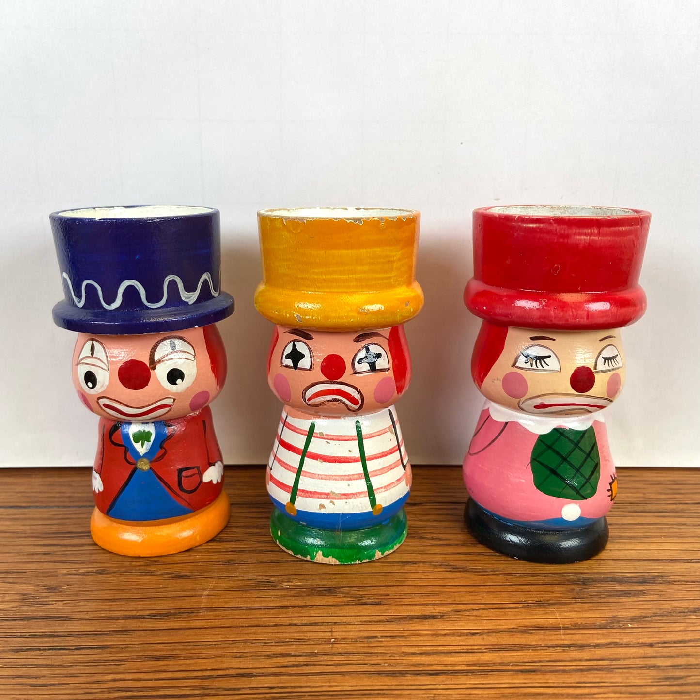 3 vintage eierdopjes clowns