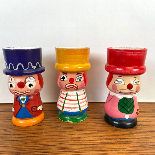 3 vintage eierdopjes clowns